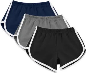 3 Pack Women's Dolphin Running Workout Shorts, Fashion Summer Lounge Short Pants Elastic Waist Athletic Yoga Shorts