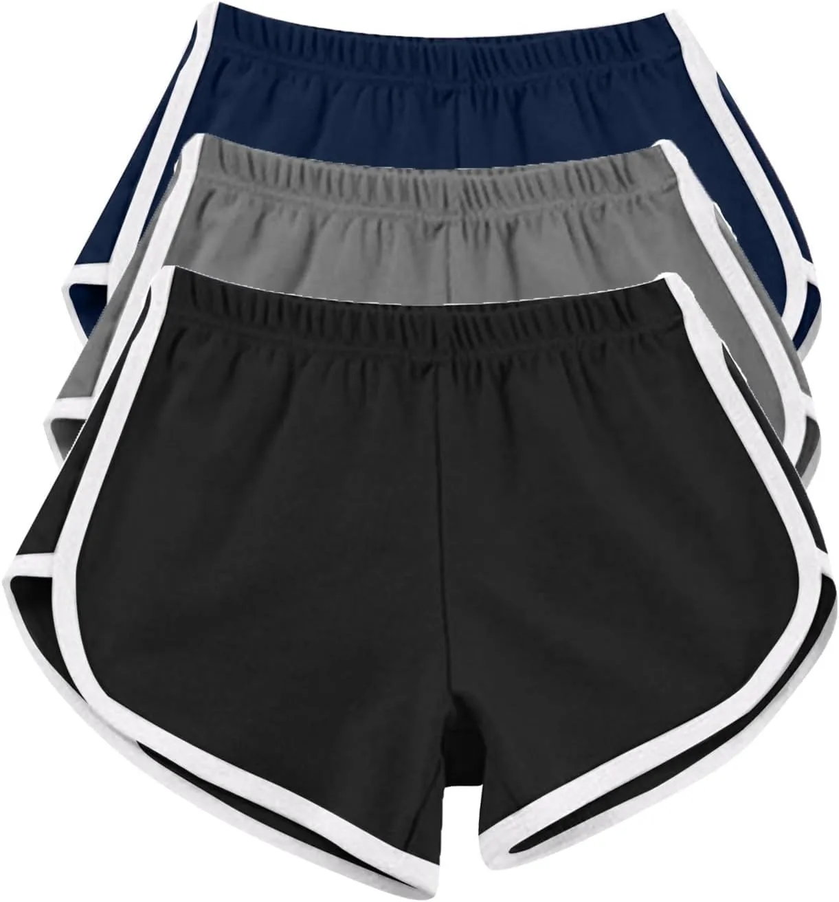 3 Pack Women's Dolphin Running Workout Shorts, Fashion Summer Lounge Short Pants Elastic Waist Athletic Yoga Shorts