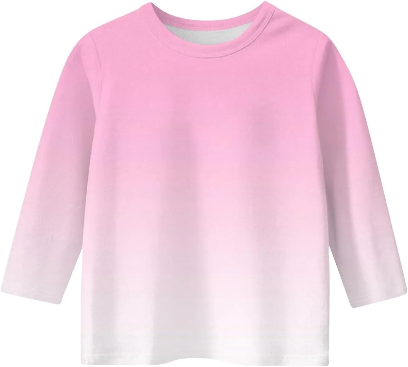 3/4 Length Sleeve Girls Tops Gradient Print Shirts Summer Cute Tees Basic Crewneck Blose Preppy Tops for Teen Girls
