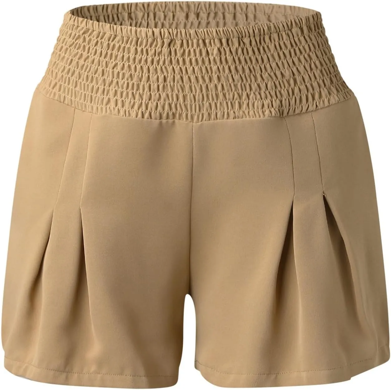 Beach Shorts for Women Casual Summer Smocked High Waisted Shorts Wide Leg Flowy Short Lounge Pants with Pockets