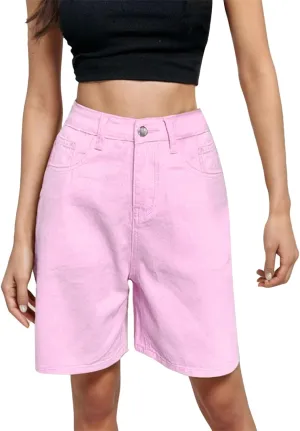 Bermuda Denim Shorts for Women High Waisted Trendy Jean Shorts Casual Vintage Long Stretchy Jeans Pants Summer Jorts