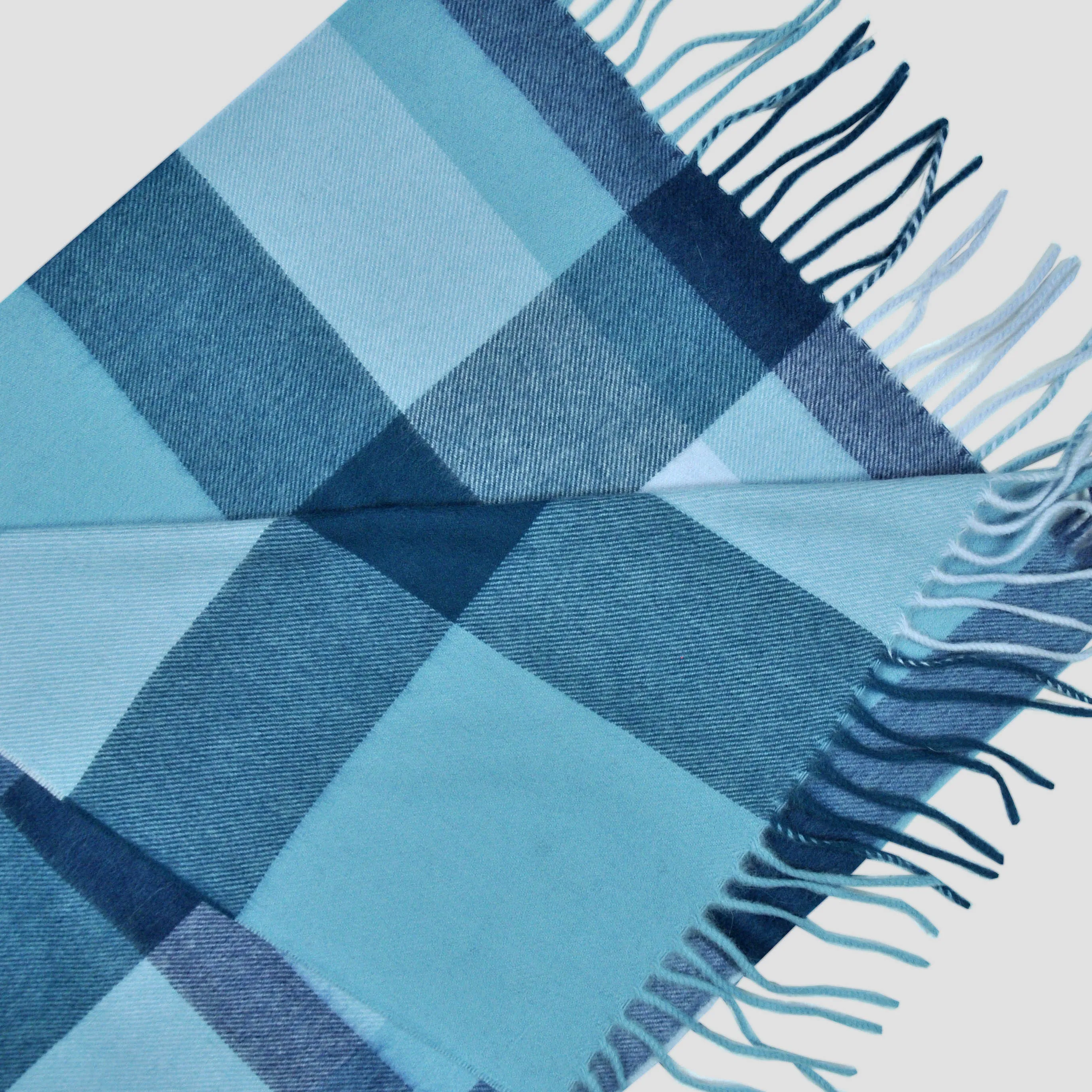 Blocks Stripes Winter Scarf in Teal & Blues