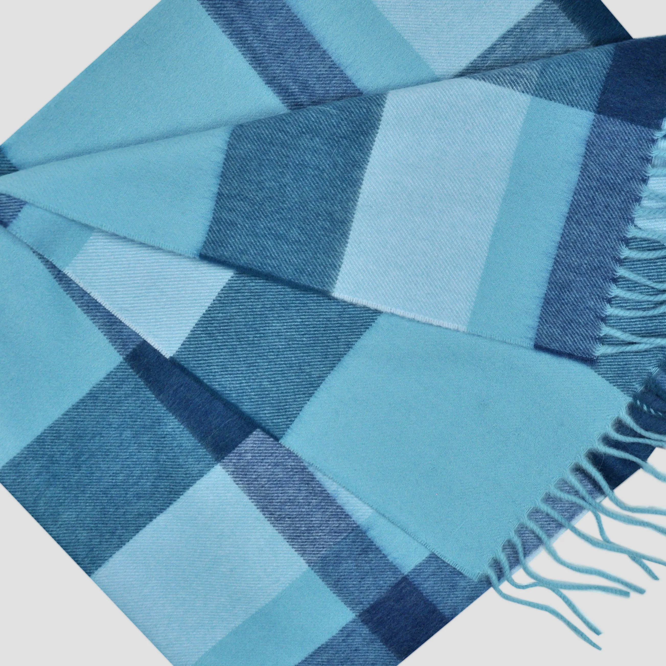 Blocks Stripes Winter Scarf in Teal & Blues
