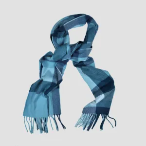 Blocks Stripes Winter Scarf in Teal & Blues