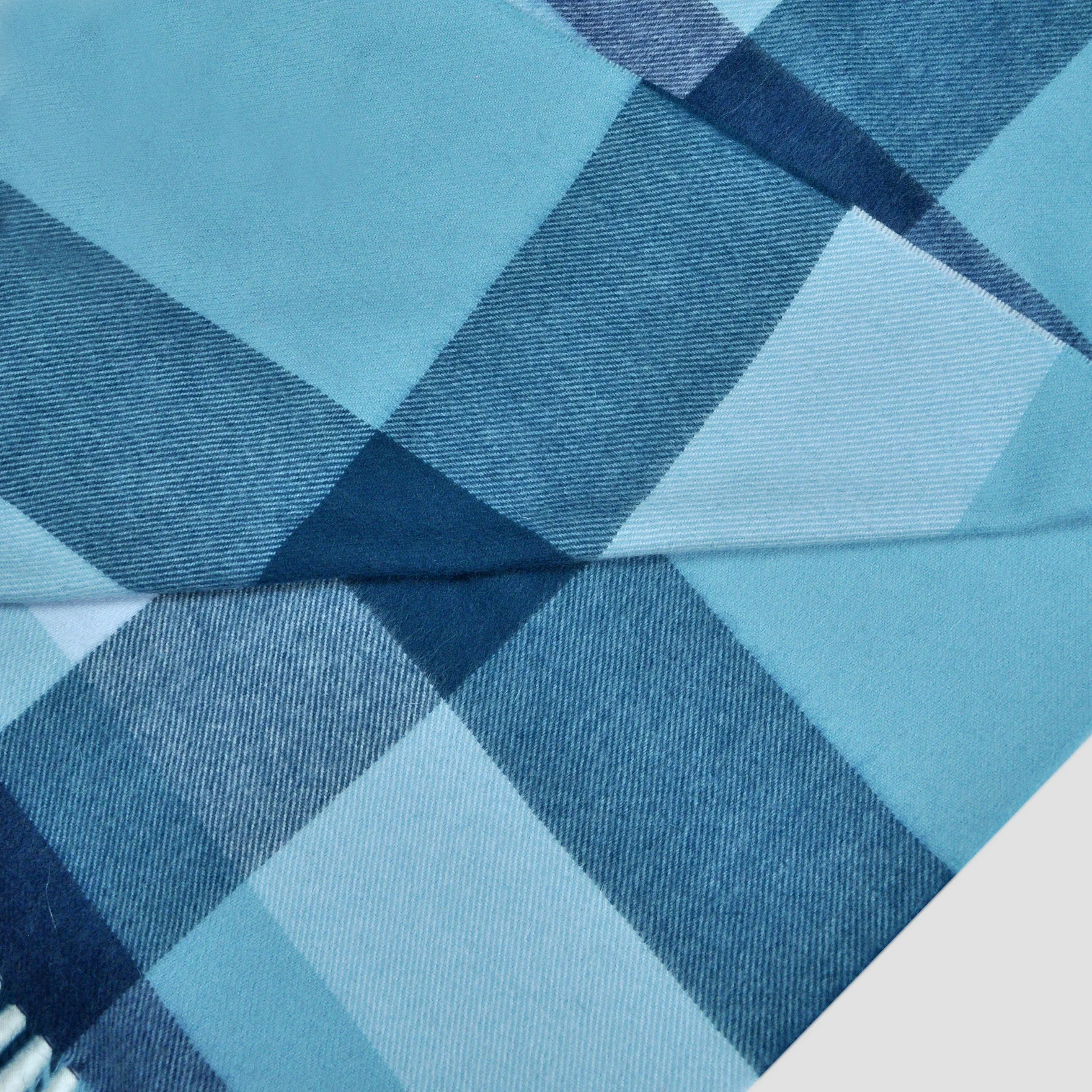 Blocks Stripes Winter Scarf in Teal & Blues