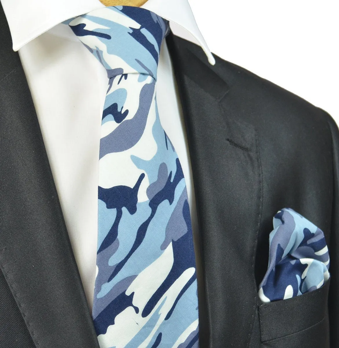 Blue Camouflage Cotton Tie Set