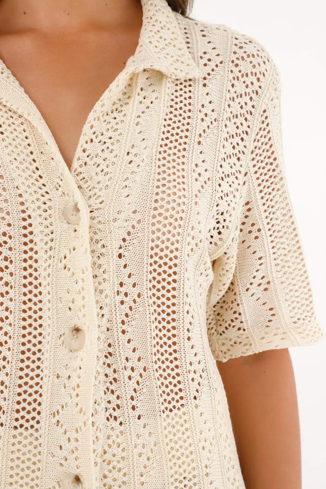 Camisa crudo tipo croché para mujer
