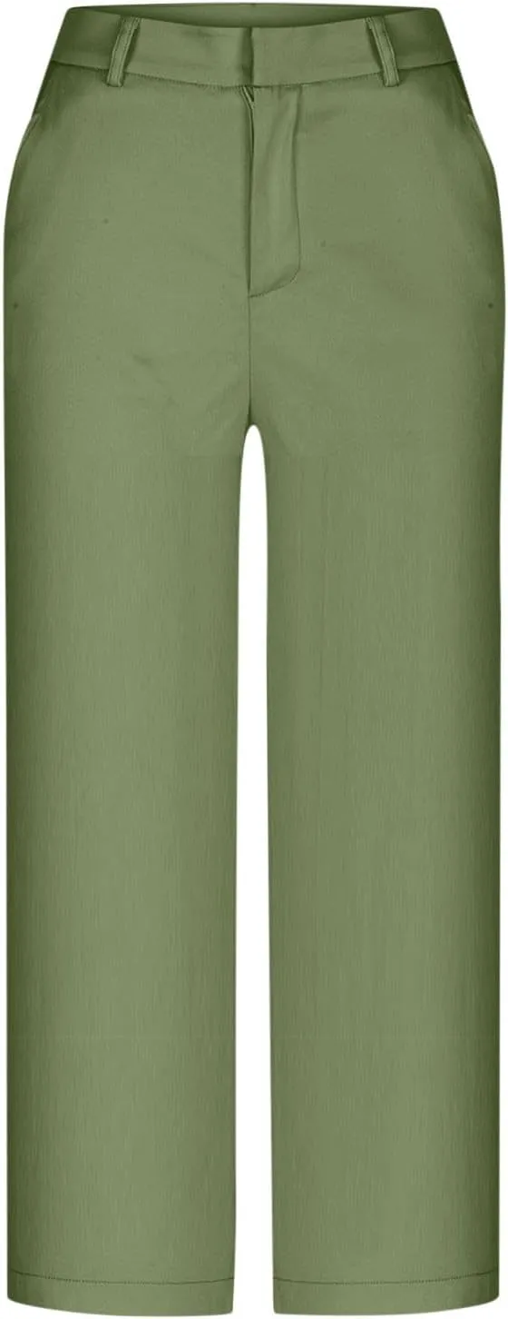 Capri Pants for Women High Waisted Wide Leg Lounge Capris Stretch Trendy Work Business Cropped Trousers