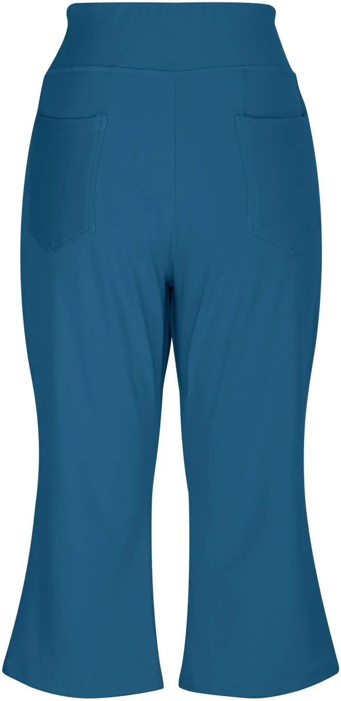 Capri Pants for Women Wide Leg Yoga Capris Dressy Casual Summer High Rise Elastic Tummy Control Crop Pants with Pockets