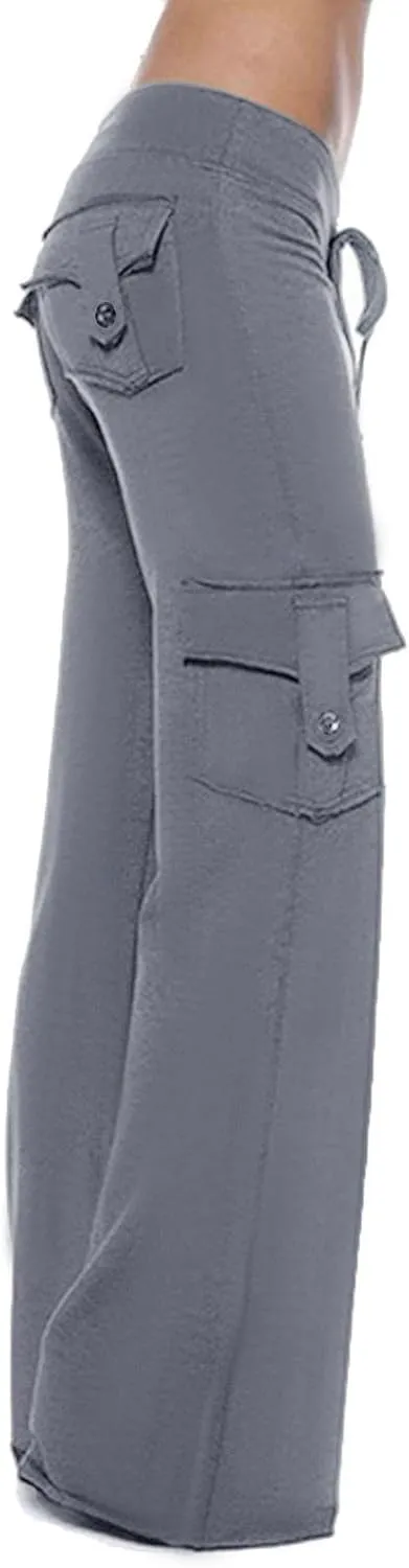 Cargo Pants for Women High Waisted Casual Pants Wide Leg Cargo Pants with Pockets Baggy Bootcut Trousers