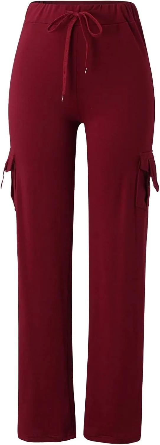 Cargo Pants for Women High Waisted Casual Pants Wide Leg Cargo Pants with Pockets Baggy Bootcut Trousers