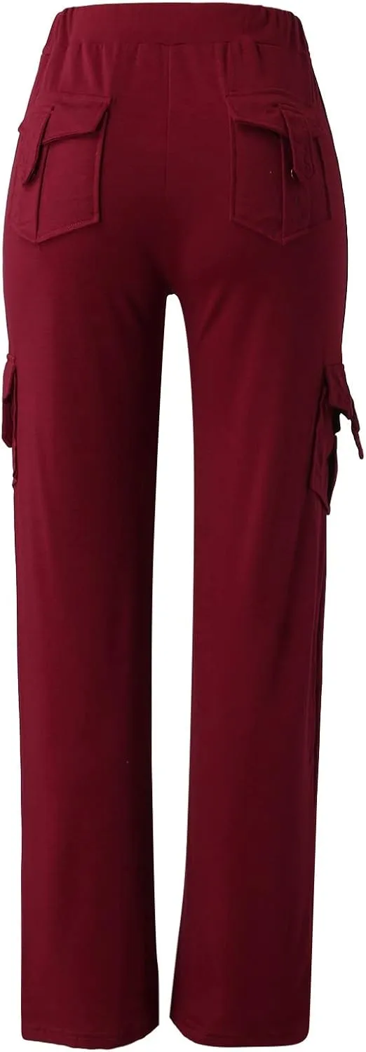 Cargo Pants for Women High Waisted Casual Pants Wide Leg Cargo Pants with Pockets Baggy Bootcut Trousers