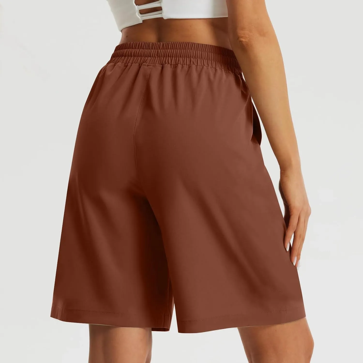Casual Shorts for Women Elastic Waist Wide Leg Shorts Summer Tailored Pants Dressy Outfits with Pockets