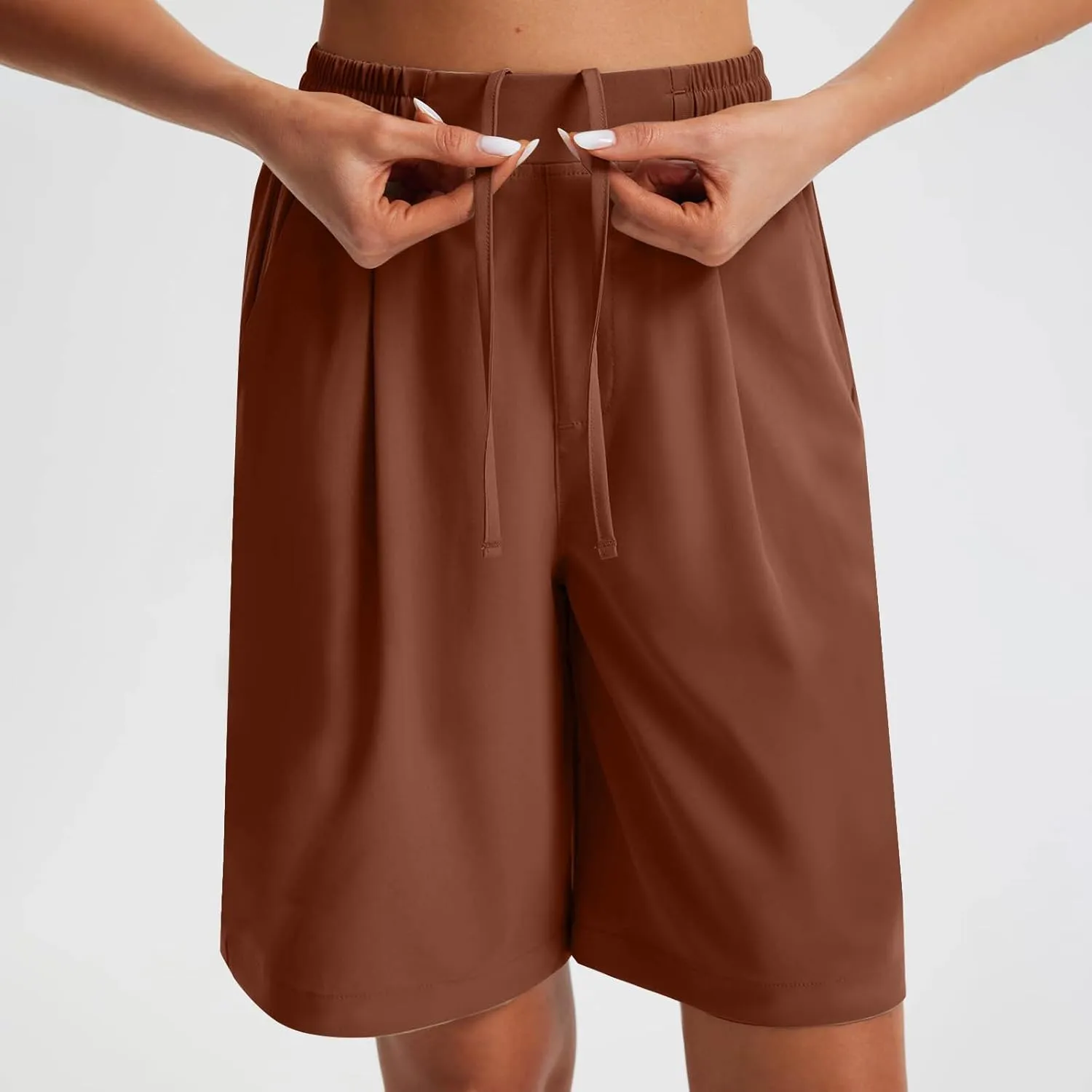 Casual Shorts for Women Elastic Waist Wide Leg Shorts Summer Tailored Pants Dressy Outfits with Pockets