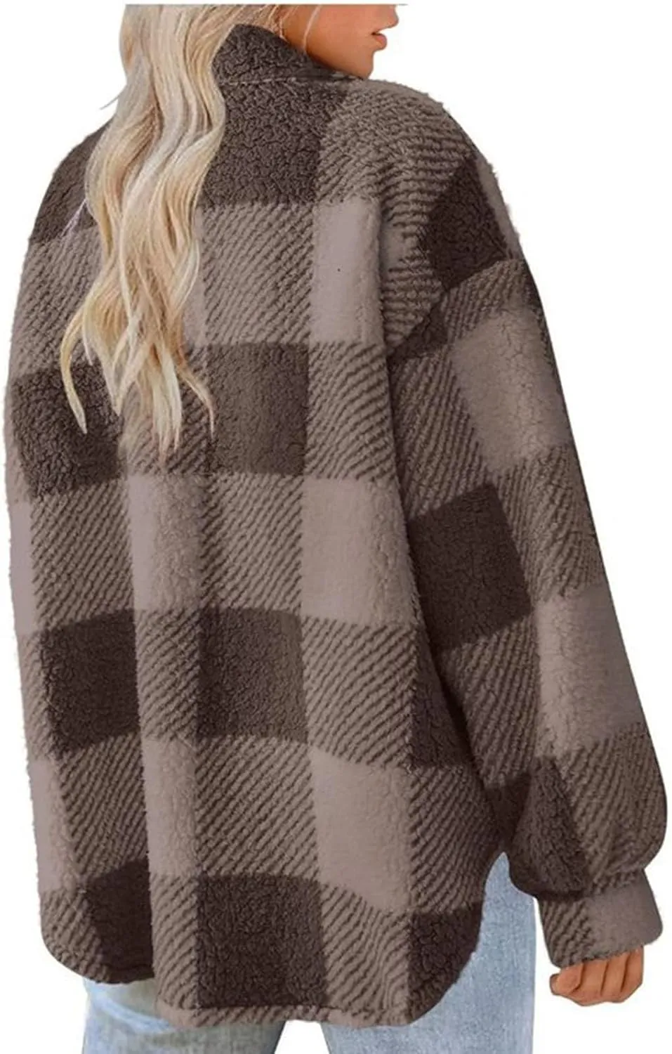 Ceboyel Womens 2023 Flannel Jacket Shackets Lapel Collar Plaid Shirt Fall Winter Trendy Clothes With Pockets
