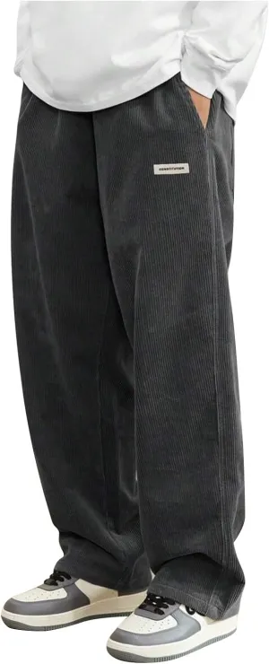 Corduroy Pants for Men Lounge Trendy Trousers Drawstring Slacks Wide Leg Fashion Streetwear