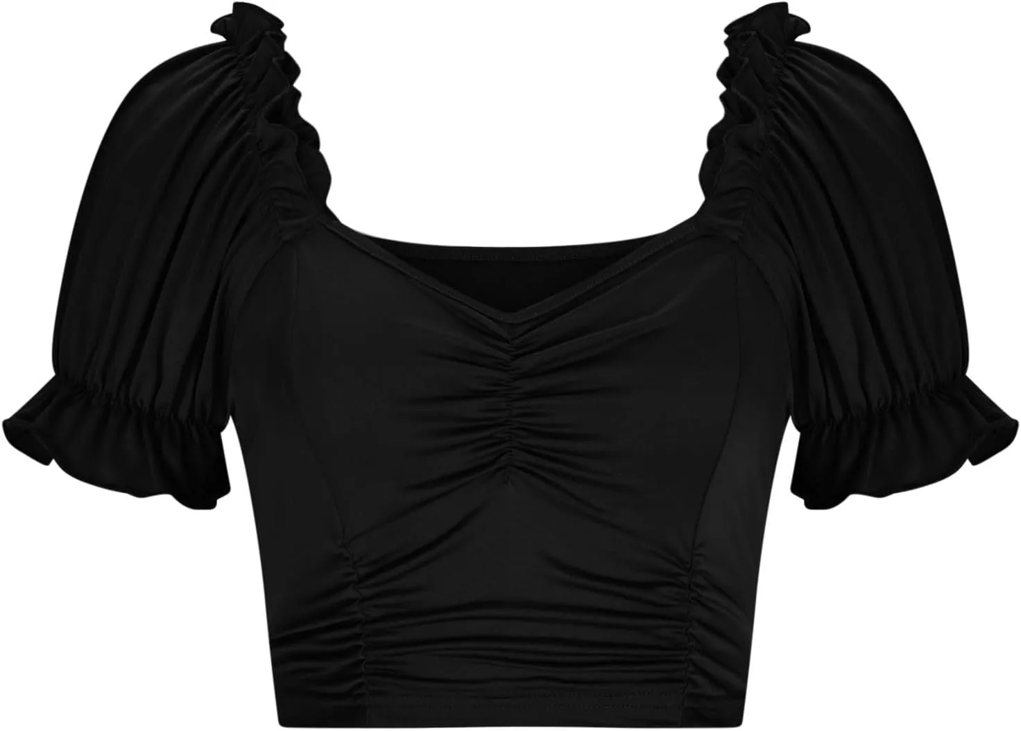 Crop Tops for Women Ruched Puff Sleeve Cute Y2k Tops Sweetheart Neck Frill Trim Summer Lightweight Going Out Blouse