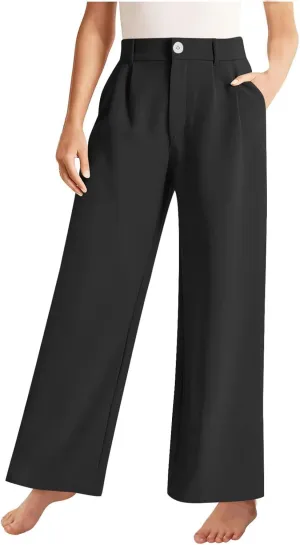 Girls' Dress Pants High Waisted Wide Leg Pants Kids Formal Uniform Pants Long Trousers Cute Preppy Clothes for Teens