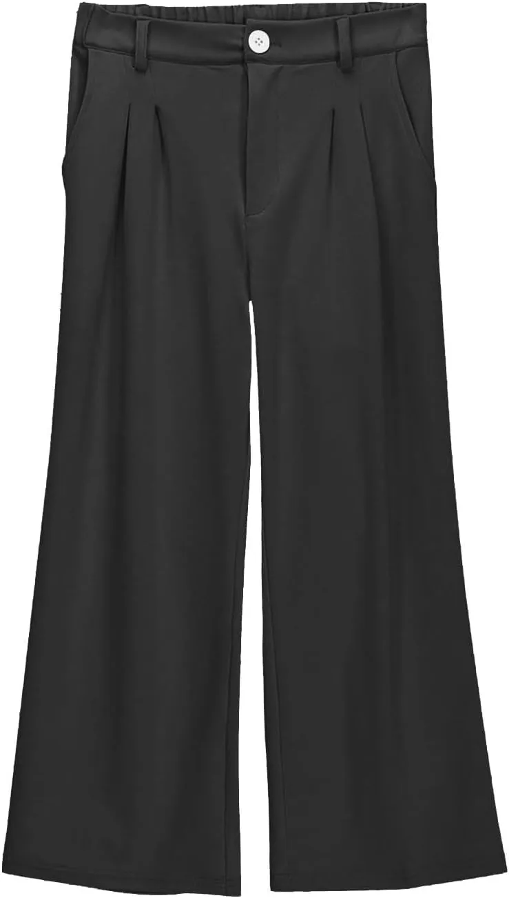 Girls' Dress Pants High Waisted Wide Leg Pants Kids Formal Uniform Pants Long Trousers Cute Preppy Clothes for Teens