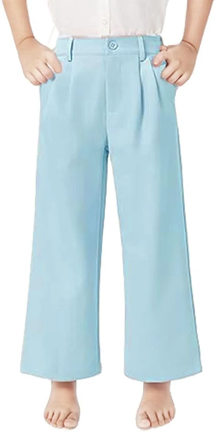 Girls' Dress Pants High Waisted Wide Leg Pants Kids Formal Uniform Pants Long Trousers Cute Preppy Clothes for Teens
