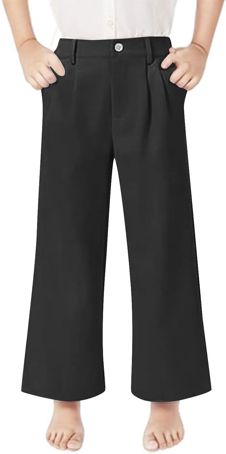 Girls' Dress Pants High Waisted Wide Leg Pants Kids Formal Uniform Pants Long Trousers Cute Preppy Clothes for Teens