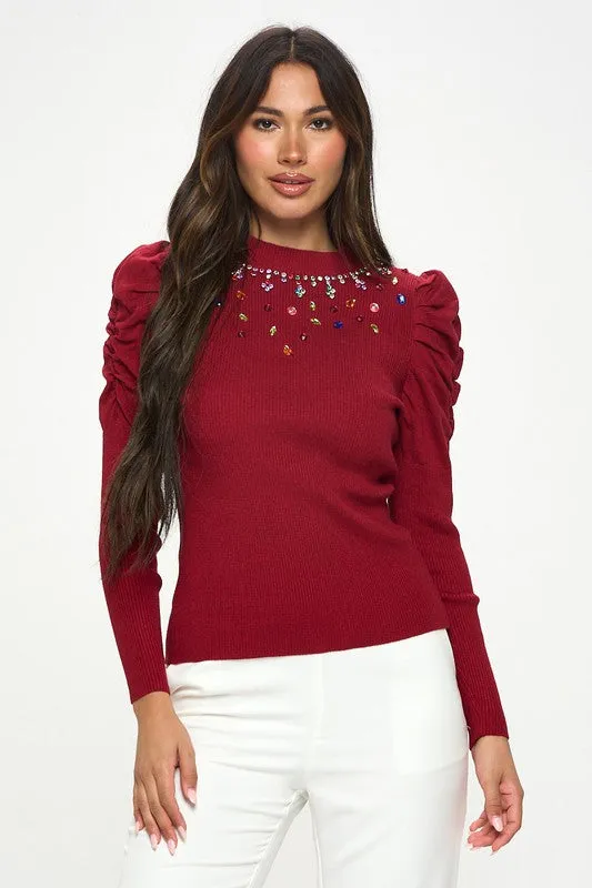 KNIT EMBELISHED SWEATER