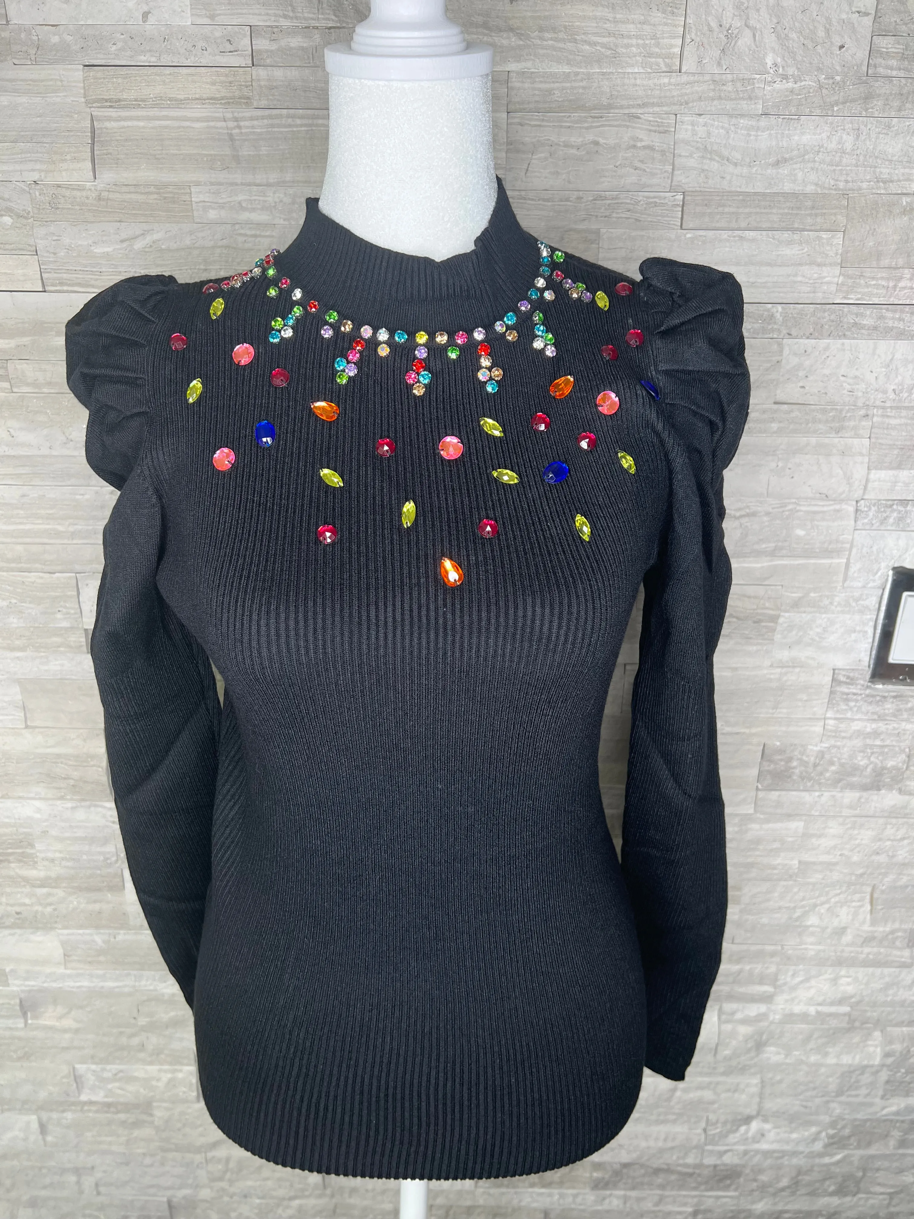 KNIT EMBELISHED SWEATER