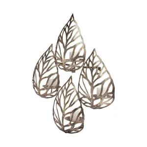 Lana Wall Candle Holder Champagne Metal | Set of 4