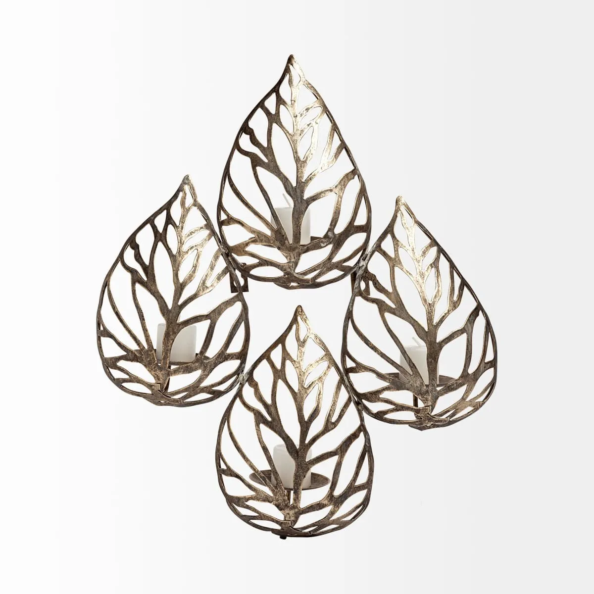Lana Wall Candle Holder Champagne Metal | Set of 4