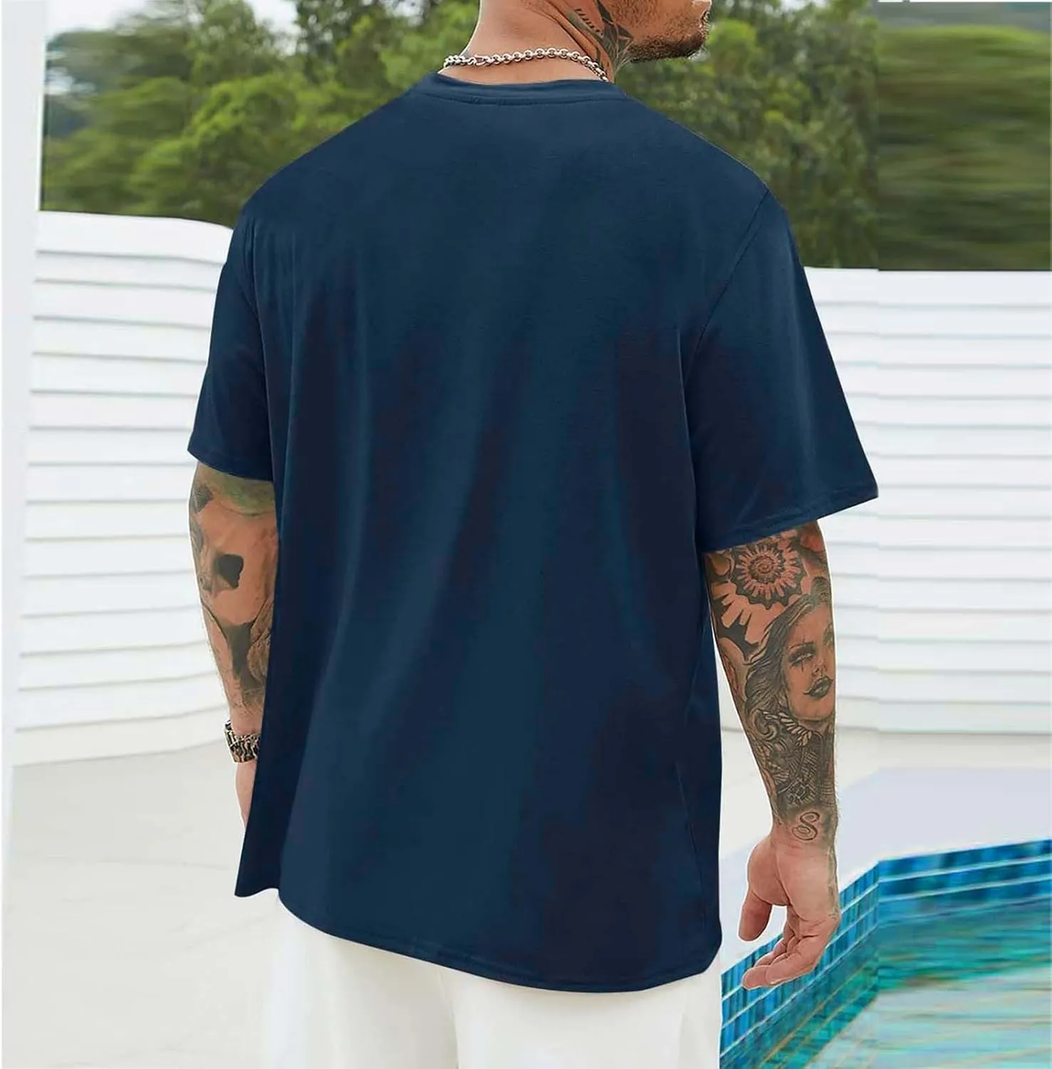 Men's Heavy Weight T-Shirts Casual Crew Neck Oversized Coconut Tree Graphic Tee Tropical Beach Floral Palm Shirts