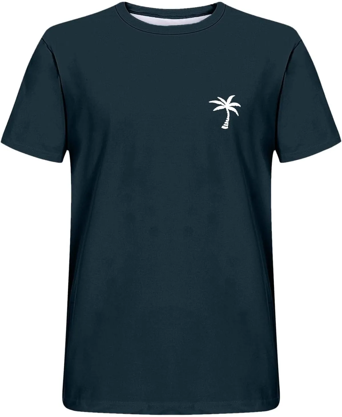 Men's Heavy Weight T-Shirts Casual Crew Neck Oversized Coconut Tree Graphic Tee Tropical Beach Floral Palm Shirts