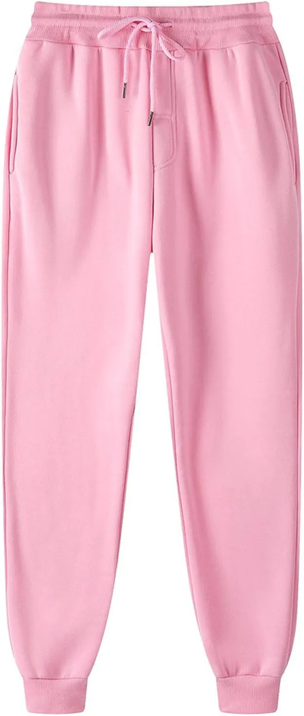 Mens Sweatpants Joggers Casual Solid Workout Track Pants Drawstring Fleece Lined Baggy Athletic Sweatpants