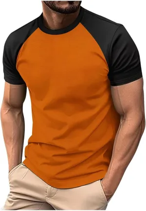 Men's T Shirt-Raglan Short Sleeve Color Block Fashion Baseball Tee Fitness Workout Inspired Classic Shirt Tee 2025