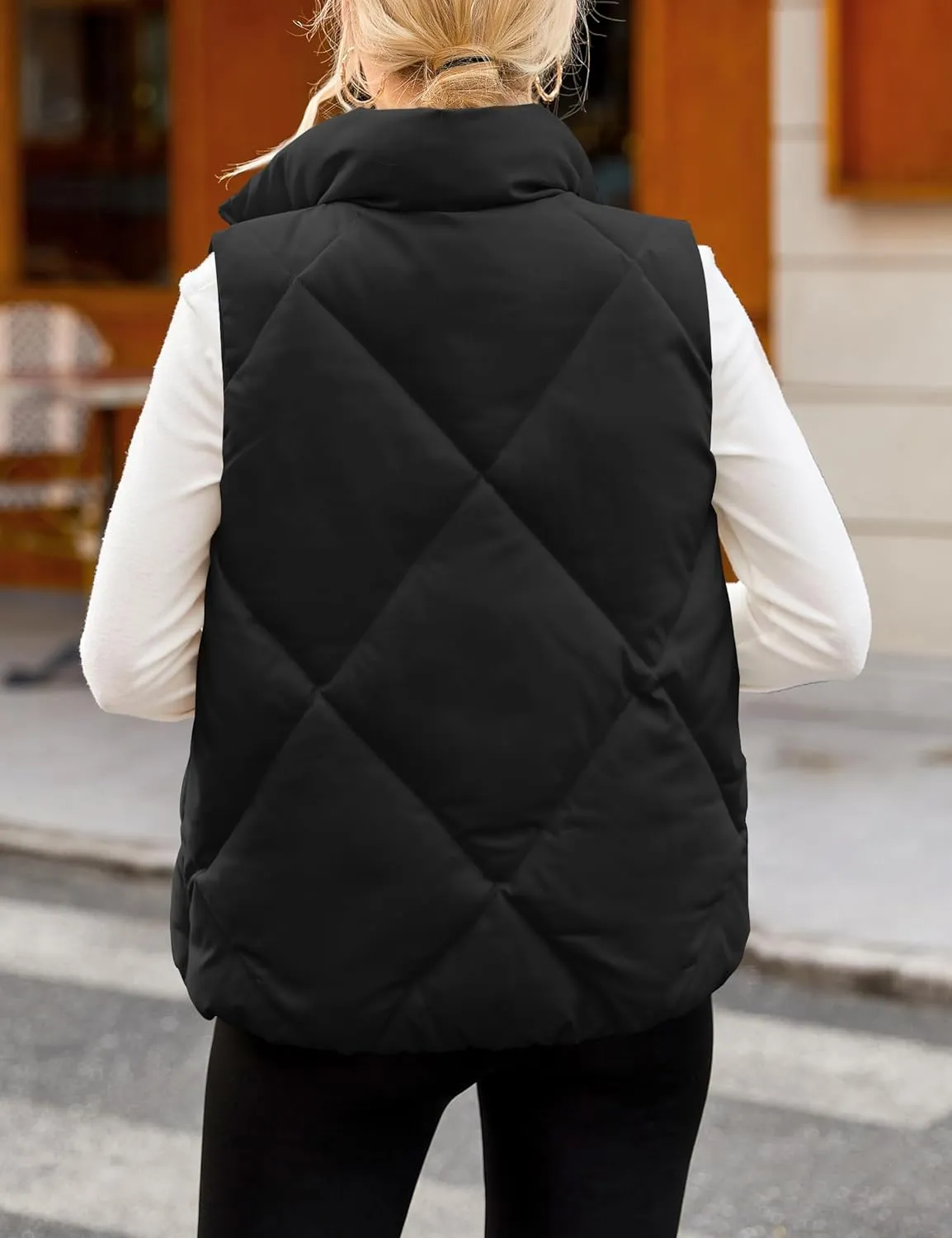 MEROKEETY Womens 2025 Puffer Vest Sleeveless Zip Up Quilted Coat Stand Collar Gilet Jacket With Pockets