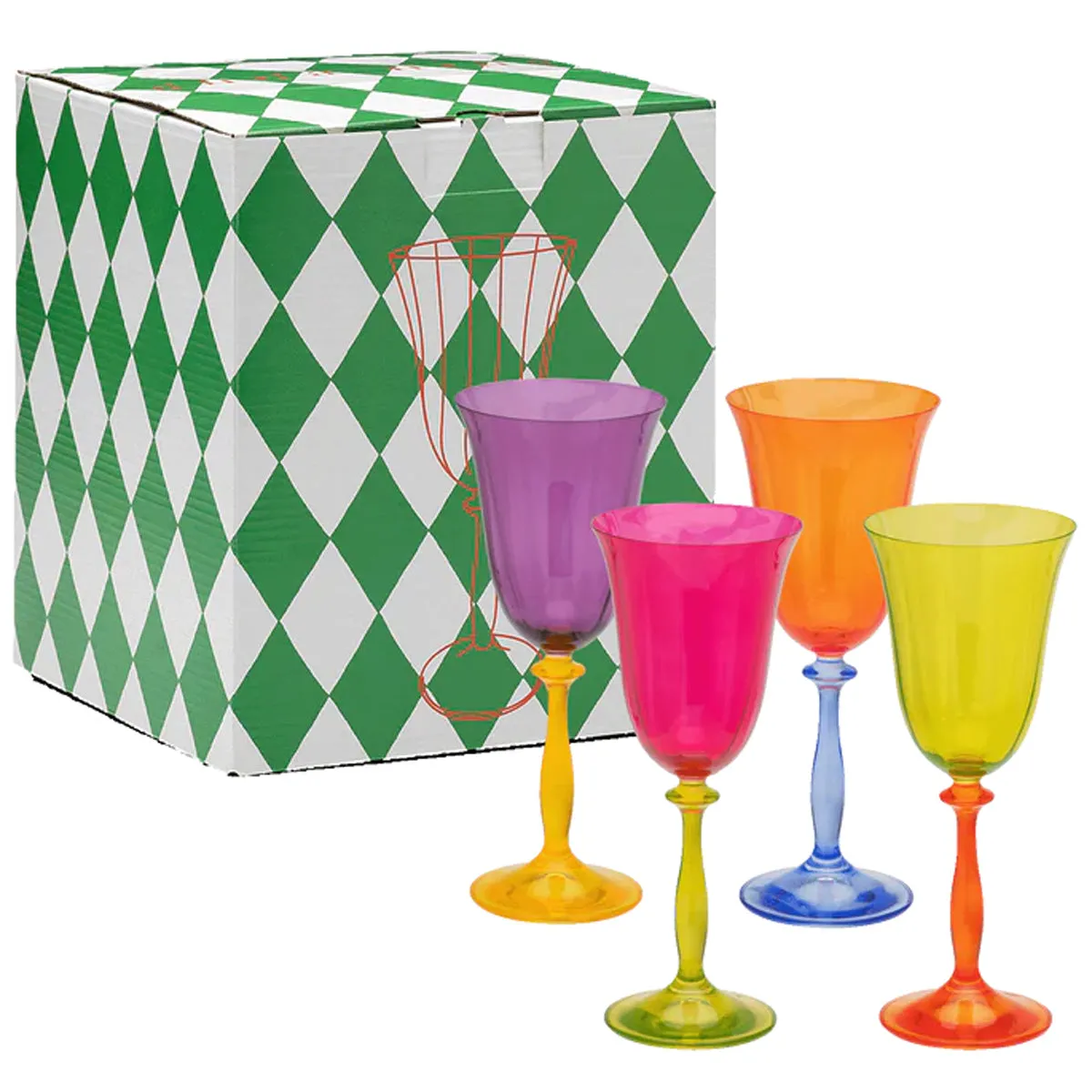 Multicoloured Wine Glass Set Of 4