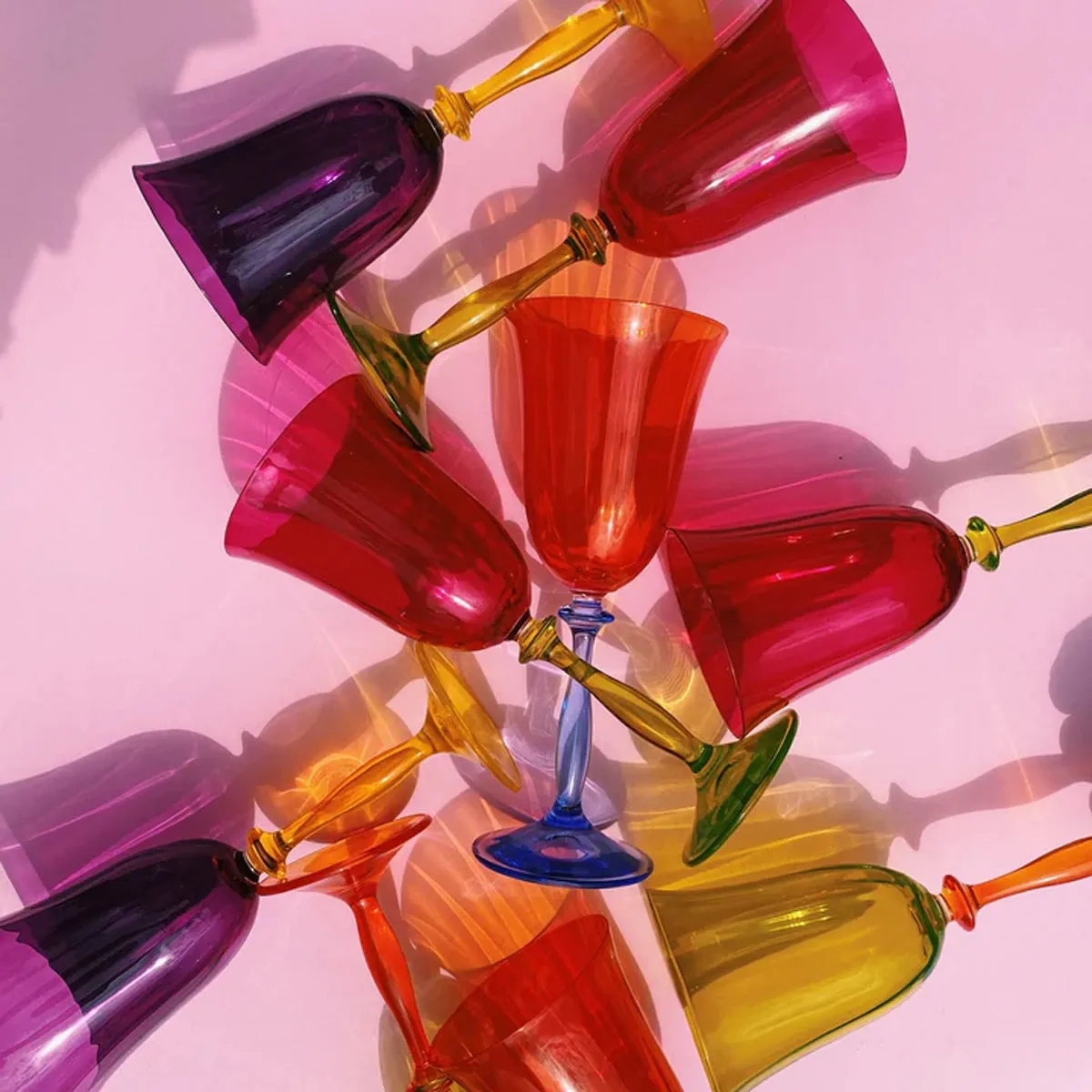 Multicoloured Wine Glass Set Of 4