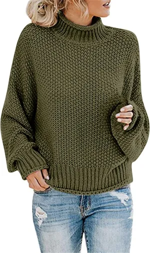 Oversized Sweaters for Women Cable Knit Pullover Sweater Wool Turtleneck Long Sleeve Jumper Fall Winter Casual Tops