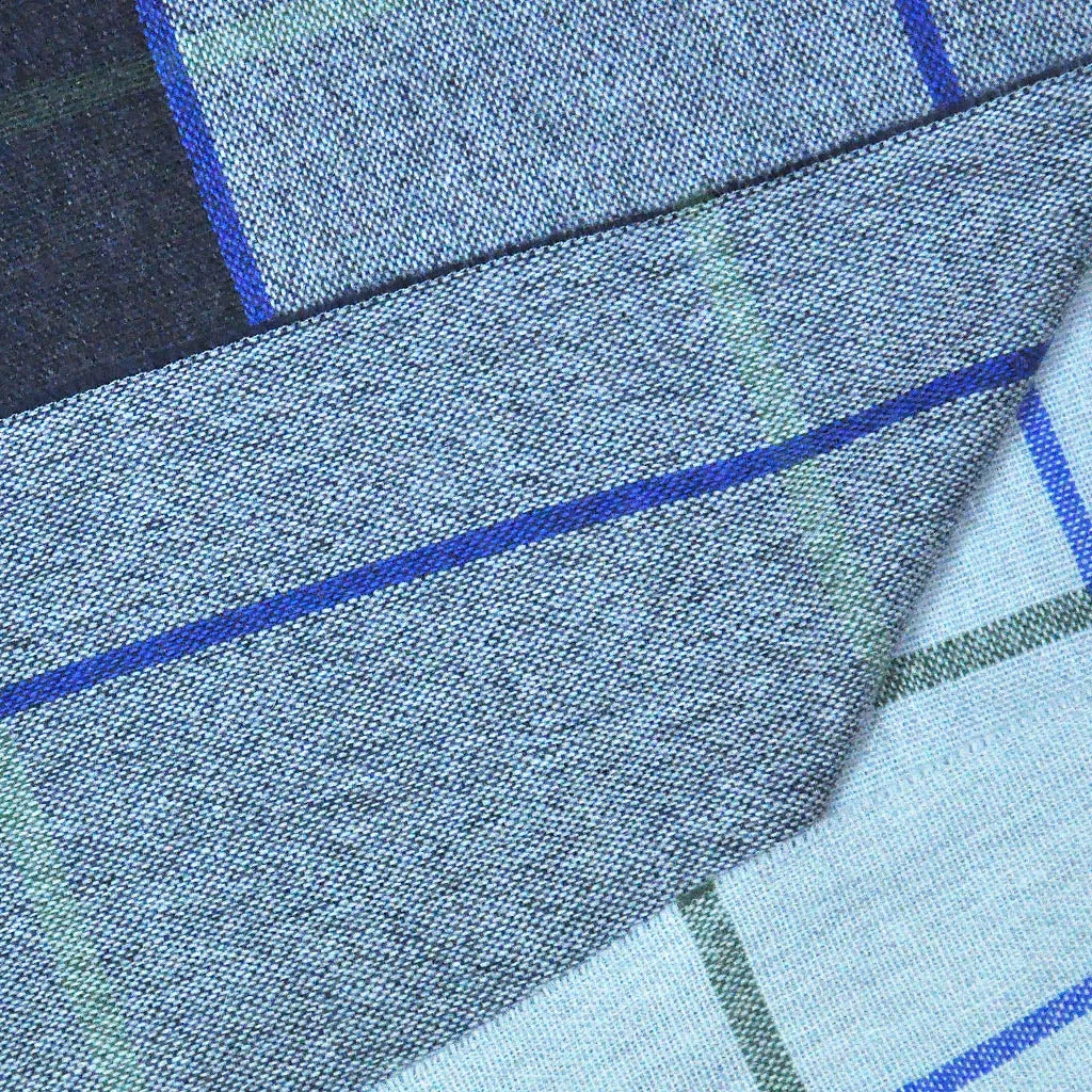 Panels & Stripes Wool & Angora Scarf in Greys & Blues