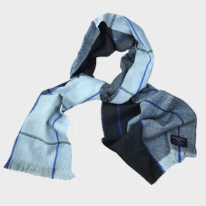 Panels & Stripes Wool & Angora Scarf in Greys & Blues