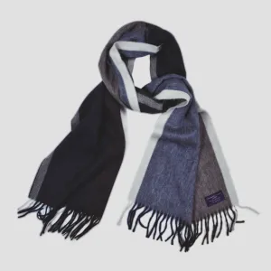 Panels of Colour Winter Scarf in Brown, Grey, Blue & White