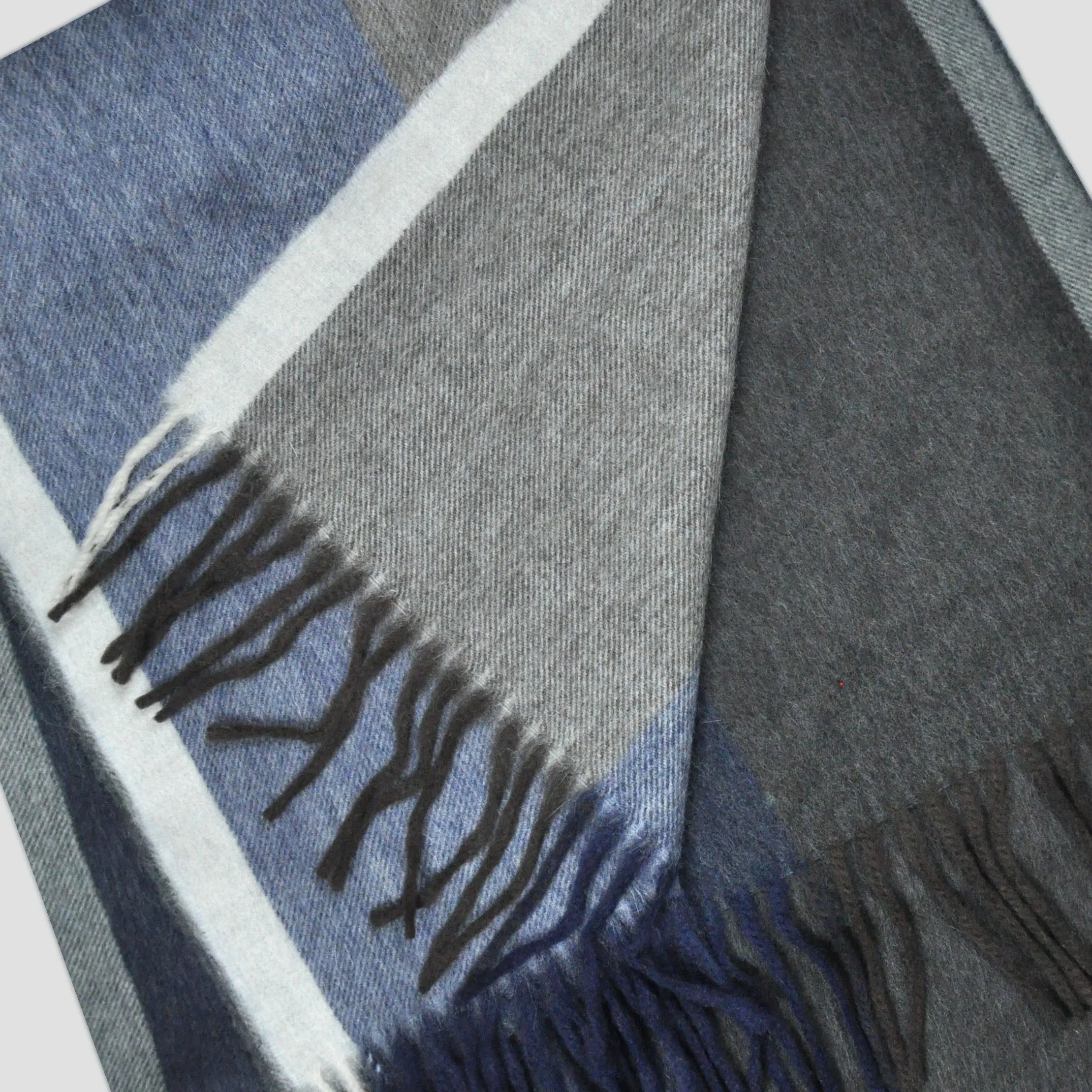 Panels of Colour Winter Scarf in Brown, Grey, Blue & White