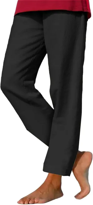 Plus Size Womens Cotton Linen Pants Summer Casual Comfy Beach Pants Straight Leg Drawstring Elastic Waisted Pants
