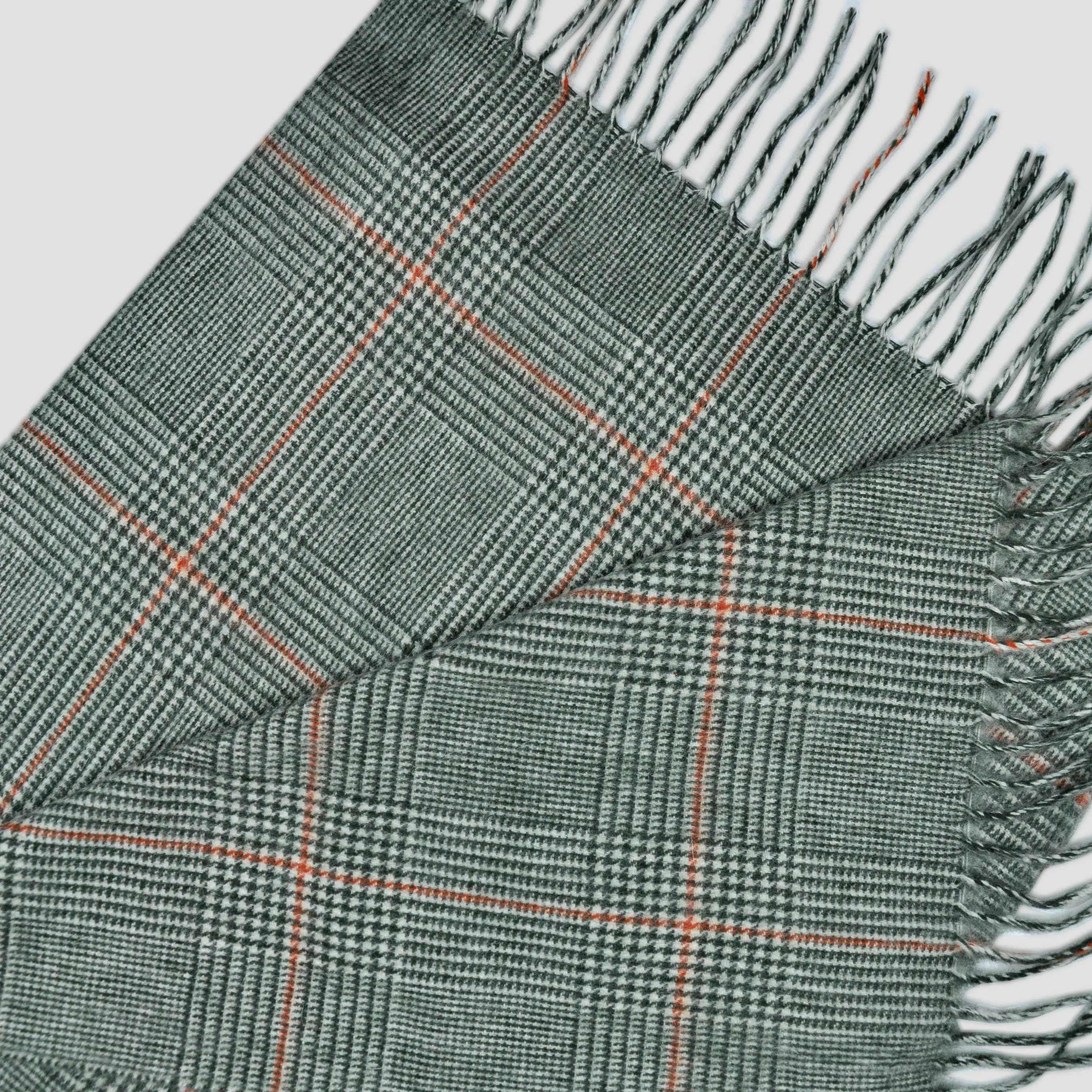Prince of Wales Check Winter Scarf with Orange Window Pane