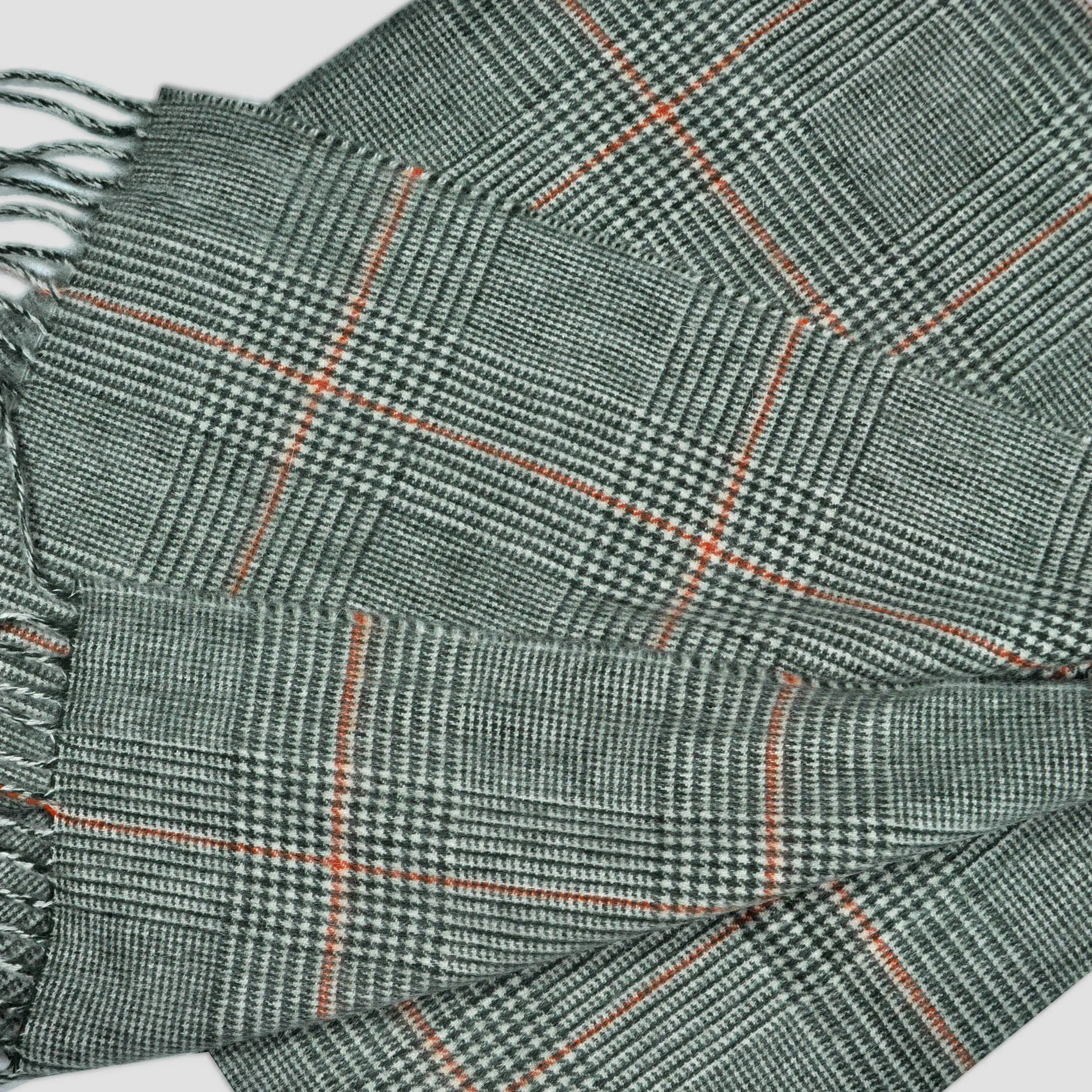 Prince of Wales Check Winter Scarf with Orange Window Pane