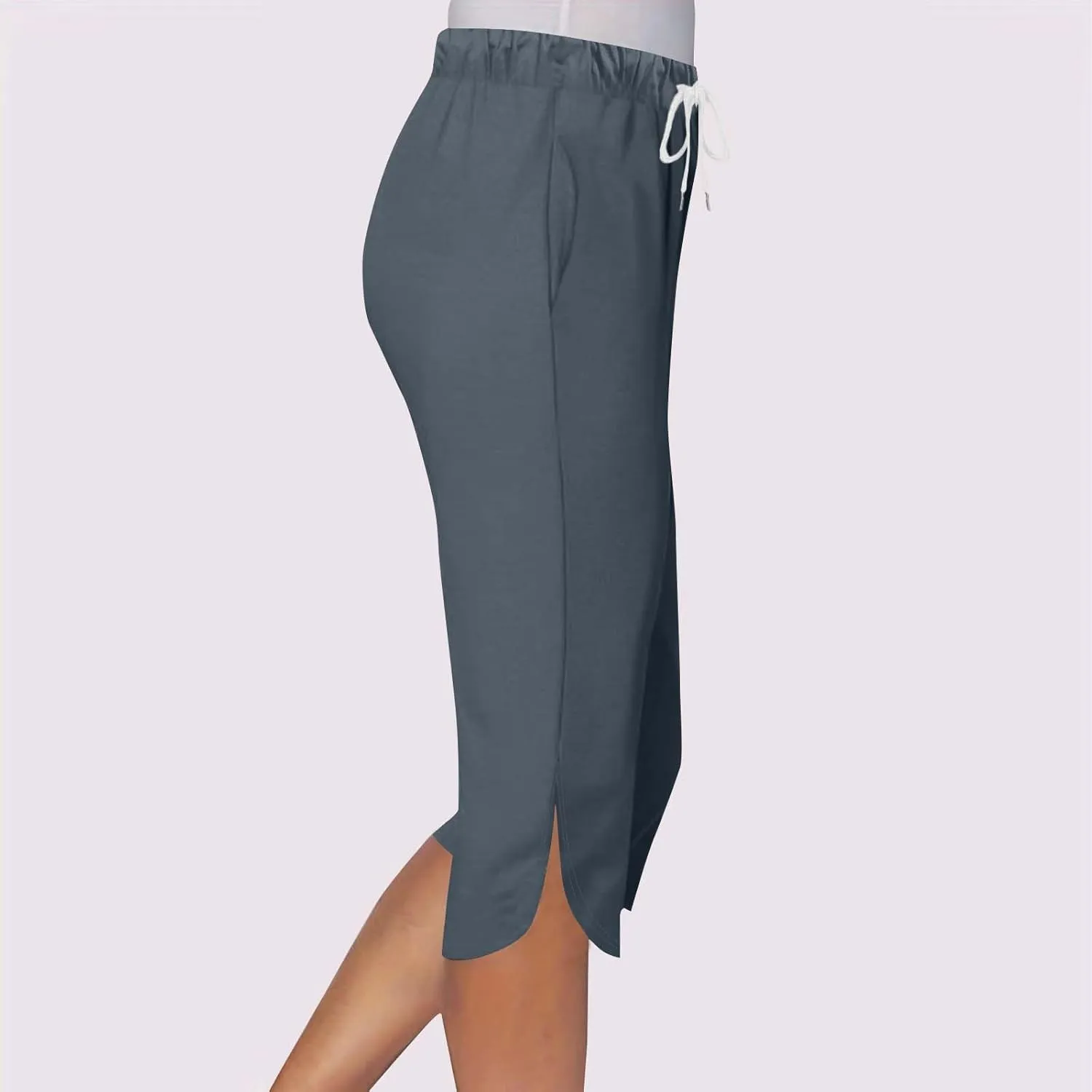 Pull On Capris for Women Dressy Casual Stretch Lightweight Elastic High Waist Lounge Slit Side Capri Pants 2025 Summer