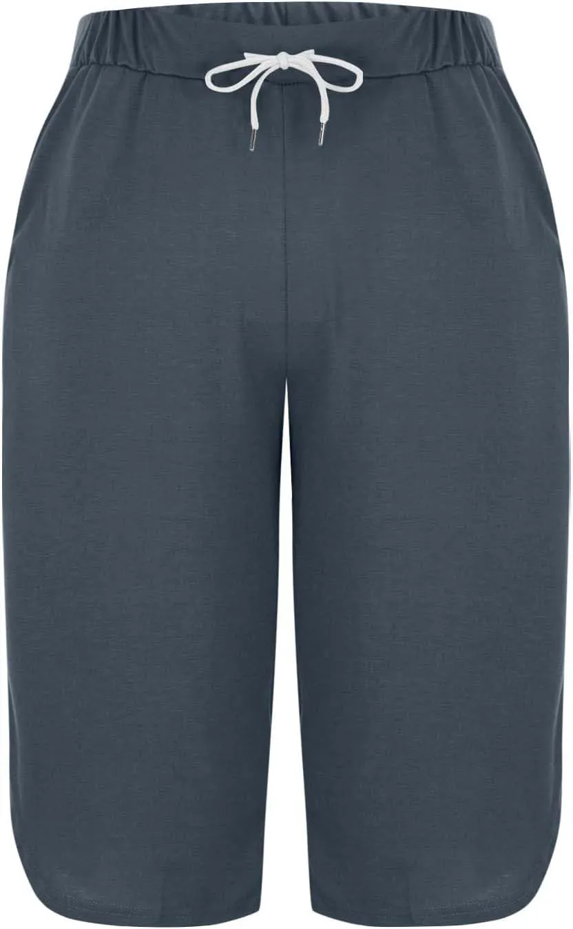 Pull On Capris for Women Dressy Casual Stretch Lightweight Elastic High Waist Lounge Slit Side Capri Pants 2025 Summer