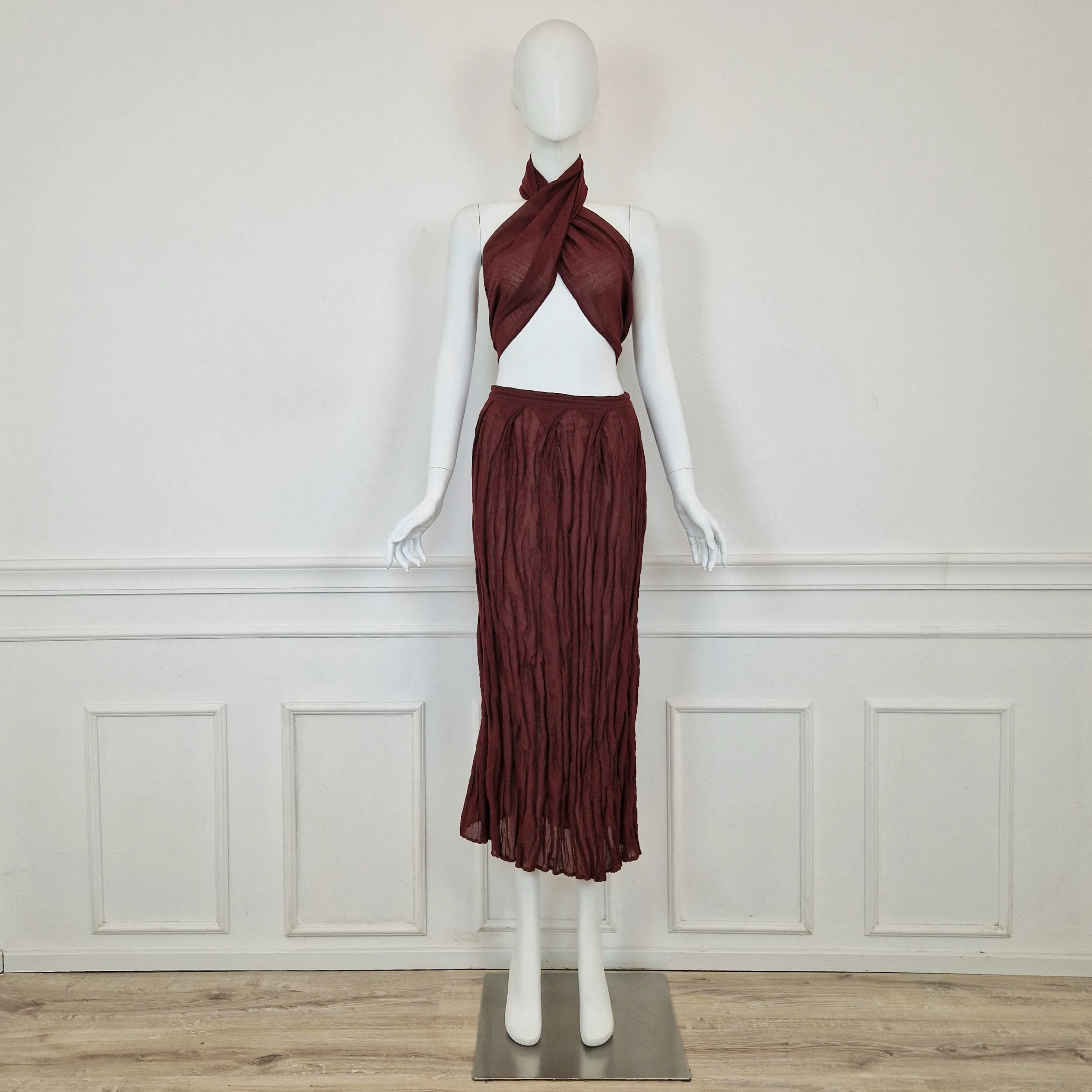 Romeo Gigli | Gonna lunga plissettata bordeaux