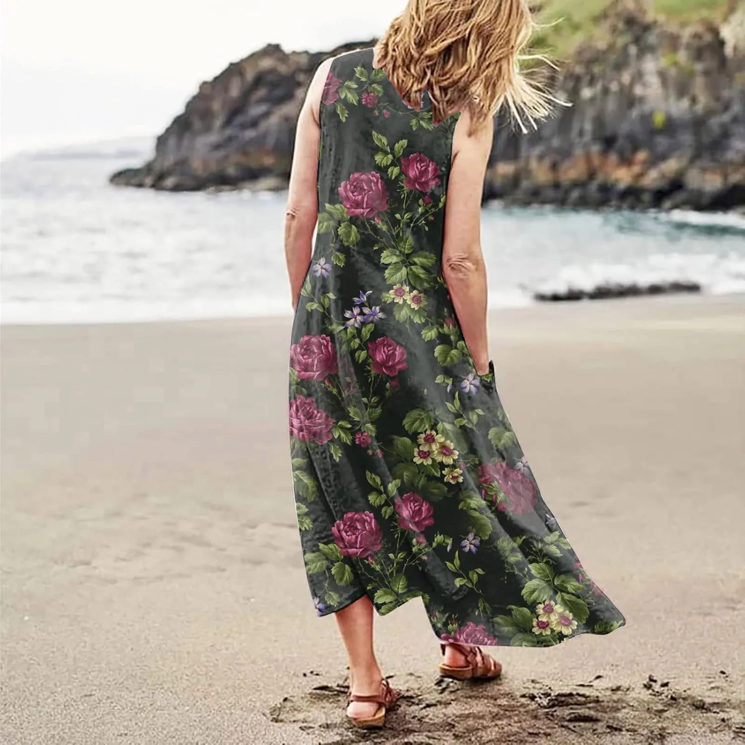 Summer Linen Dresses for Women 2025 Trendy Sleeveless Beach Vacation Travel Dress Casual Maxi Sun Dresses