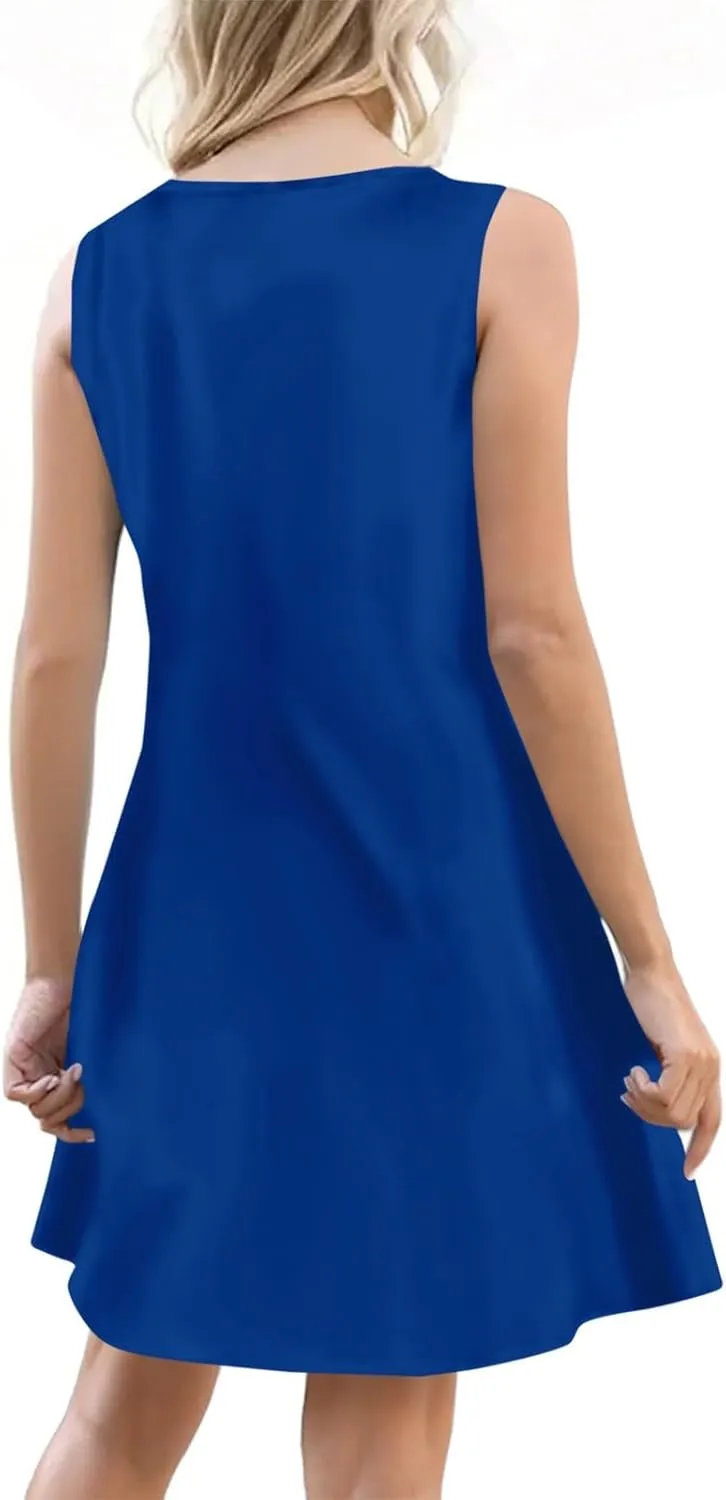 Sundresses for Women 2025 Summer Solid Button Down Sleeveless Midi Dress Loose Vacation Beach Swimsuit Coverups