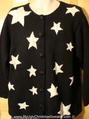 Tacky Christmas Sweater Party Ugly Sweater with Giant Stars (f820)